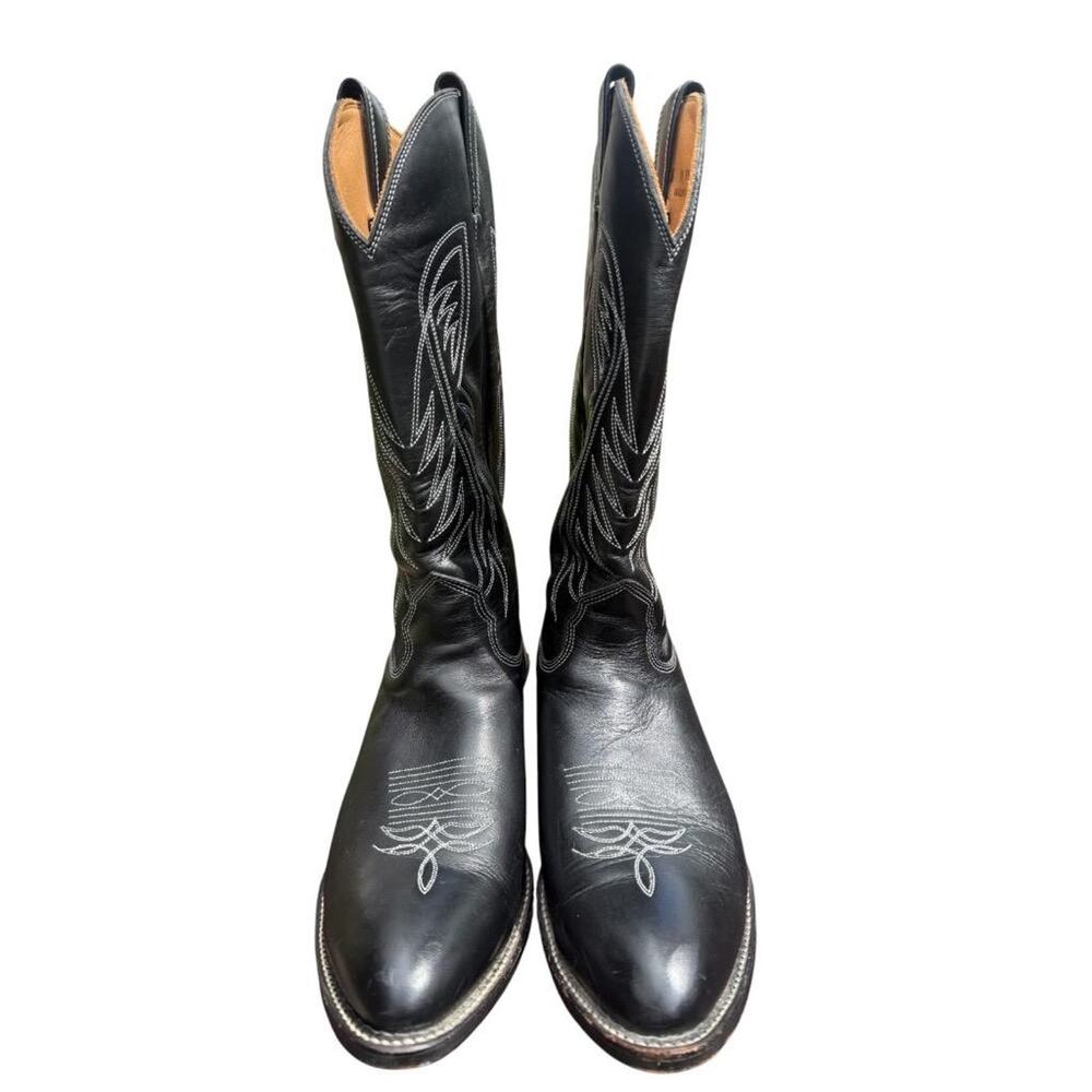 Alberta Boots Men Black Leather Western Cowboy Boot Men size 14 D - Picture 3 of 9